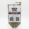 A clear stand-up pouch of Jahn Herbs Jamaican Medina dried herbs, shown against a plain white background.