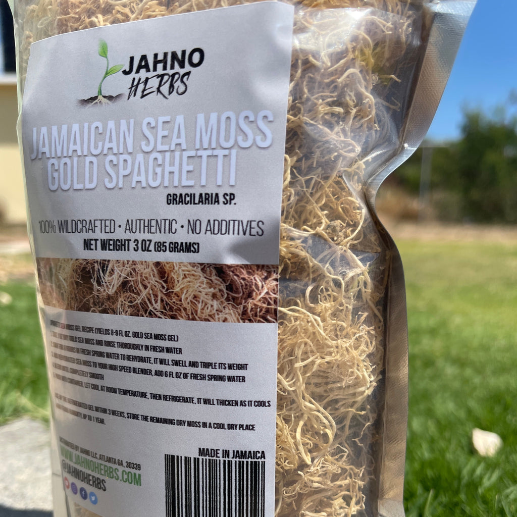 Sea Moss Gold Spaghetti (Wildcrafted) 3 oz Origins: Jamaican - Jahno Herbs